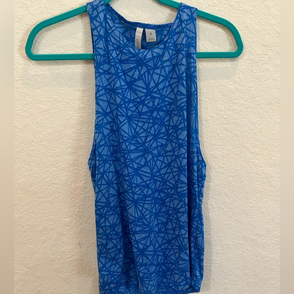 Patterned blue tank top, muscle tank top, size small